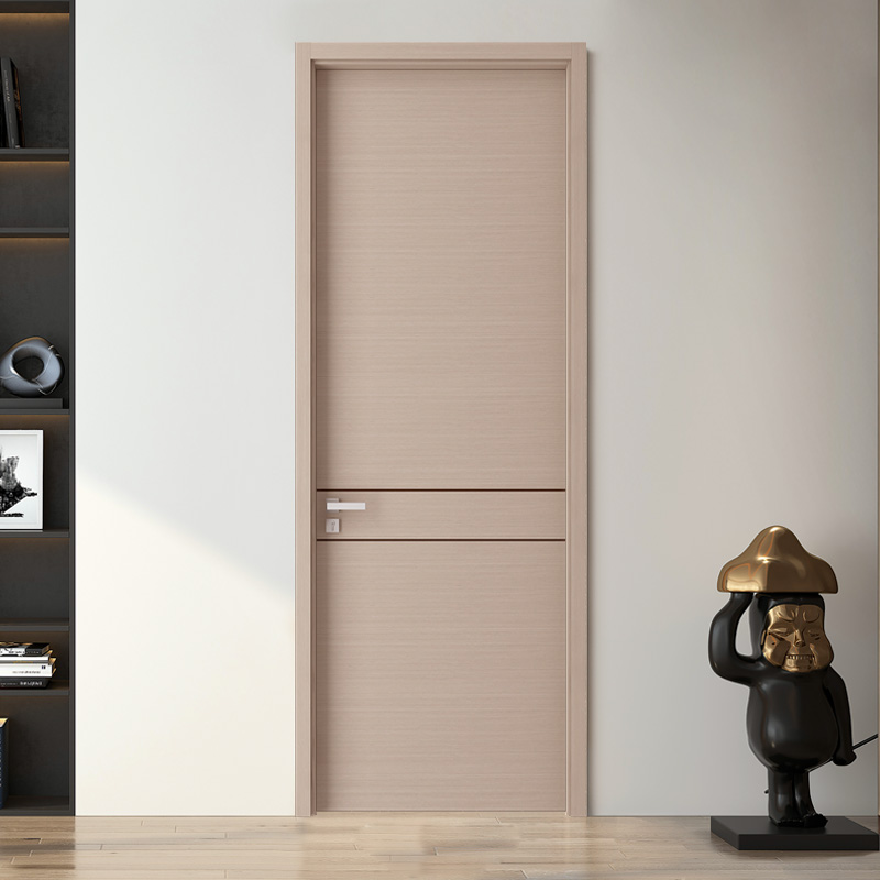 GA20-19 PVC MDF interior bedroom wood door with aluminum decoration line