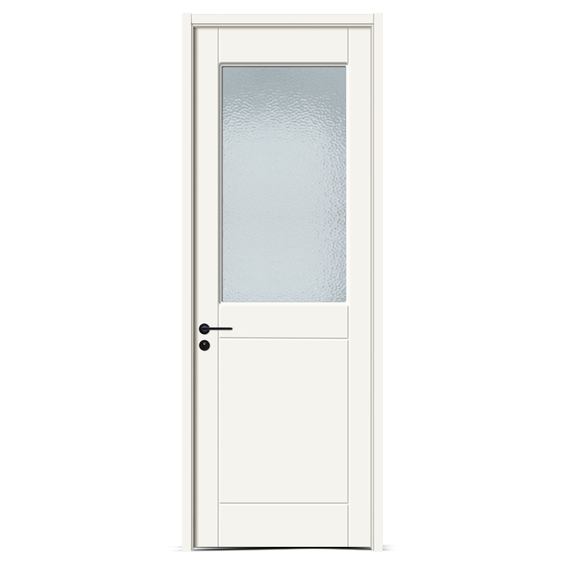 GW-123B Pure white PVC MDF bathroom glass wooden door