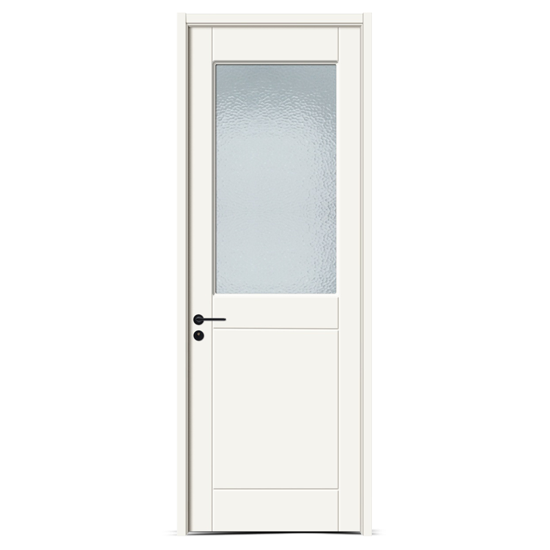 GW-123B Pure white PVC MDF bathroom glass wooden door