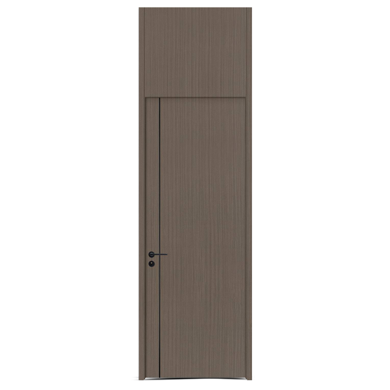 GW-206 Black sander PVC MDF inner bedroom wood door with black aluminum decoration line