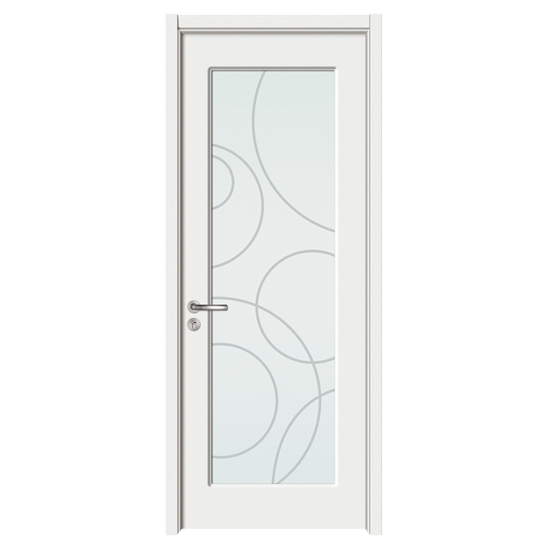 GA20-57B Pure white PVC large glass wooden bathroom door