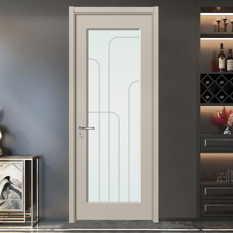 GA20-58B Light gray interior PVC glass wooden door   