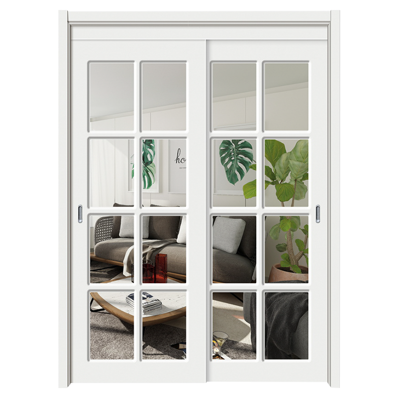 GA20-95B White transparent glass door aluminum slide noiseless kitchen door 